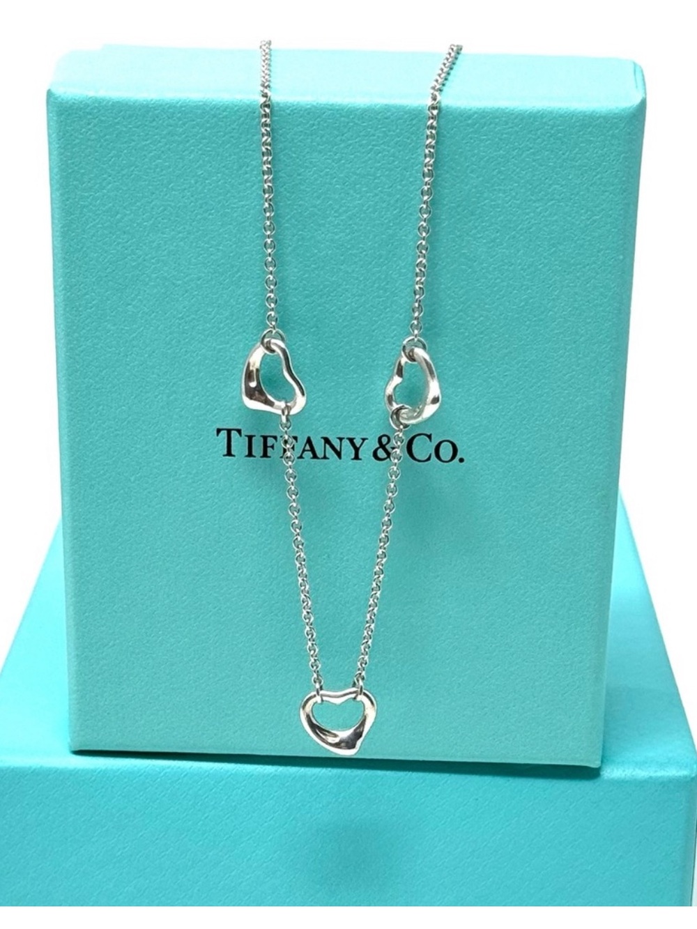 Authentic Tiffany & CO. Peretti Three Open Hearts Necklaces